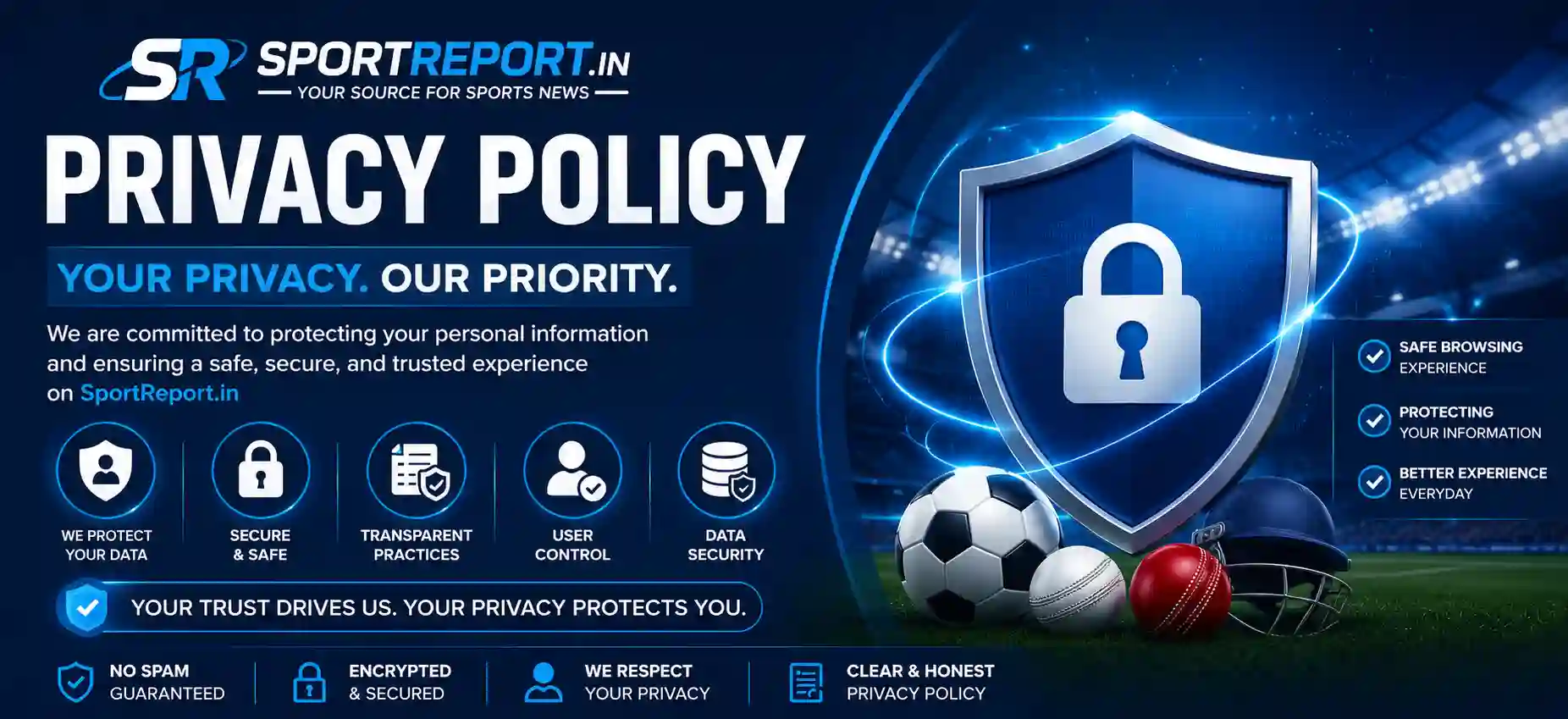 Privacy Policy Baner by Sportreport.in